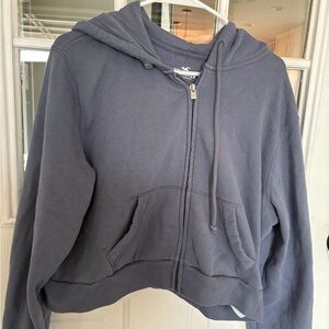 Hollister Dark Gray Crop Top Hoodie